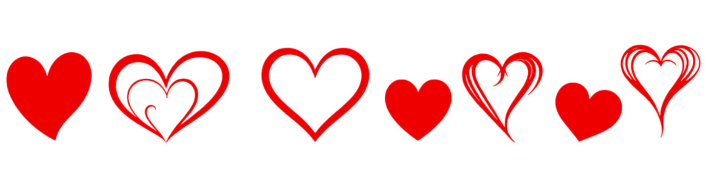 Valentine's Hearts of Emotion: A collection of red hearts, each with its unique design, embodies the depth and breadth of love, from passionate declarations to delicate whispers of affection.