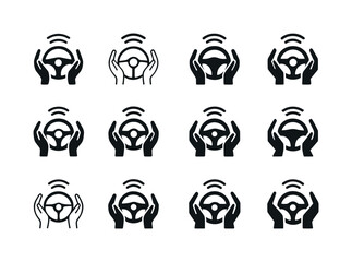 Self-Driving Car Logos. self-driving cars. Icon set. Set Logo of