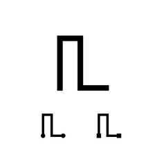 Technical letter L, digital alphabet cyber font, including set of three different letter, vector illustration 10EPS