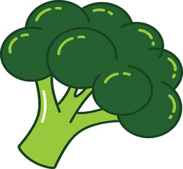 Fresh broccoli vegetable cartoon illustration representing healthy food, organic nutrition, vegan diet, and green plant icon on white background