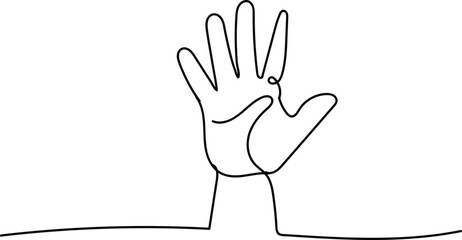 Hand raised in a gesture of caution or warning