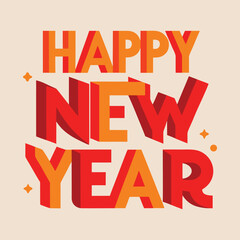 Fototapeta premium Happy New Year celebration illustration with red sale price discount text symbol and a vector design card for a market business offer