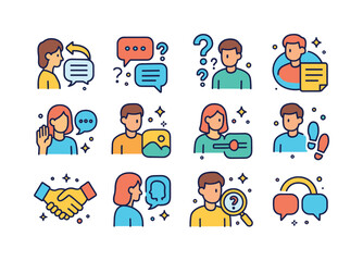 Colorful Communication Icons. Communication techniques. Colorful
