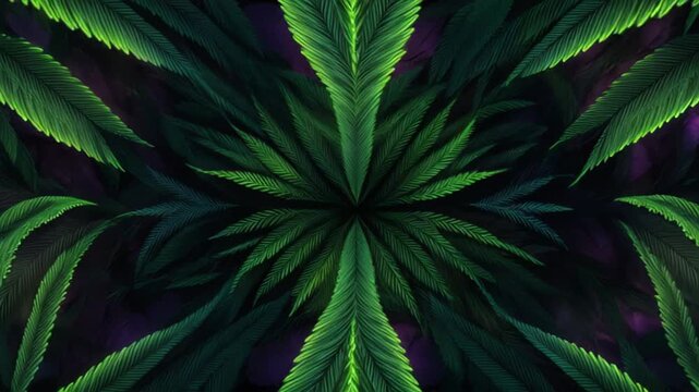 marijuana cannabis leaf Background animation seamless loop evolving psychedelic 4k
