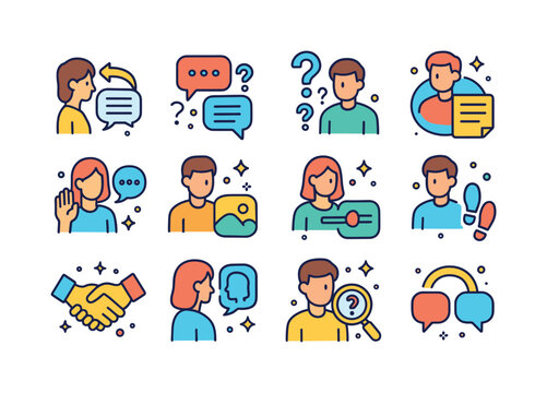 Colorful Communication Icons. Communication techniques. Colorful