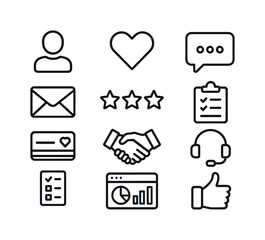 Fototapeta premium Customer Management Icons. Customer relationship management. Lin