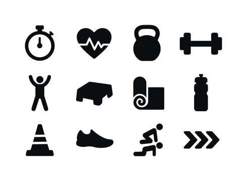 HIIT Training Icons. HIIT Training. Solid icon set of HIIT Train