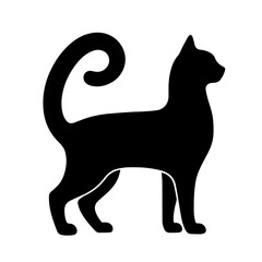  Black & white vector silhouette of a CAT on white background