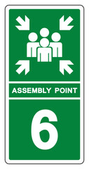 Assembly Point 6 Symbol Sign, Vector Illustration, Isolated On White Background Label .EPS10