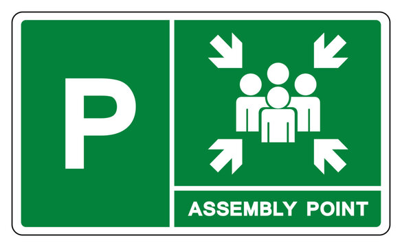 Assembly Point Letters P Symbol Sign, Vector Illustration, Isolated On White Background Label .EPS10