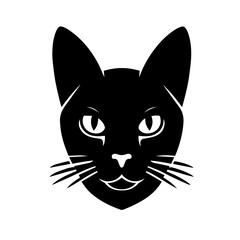  Black & white vector silhouette of a CAT on white background