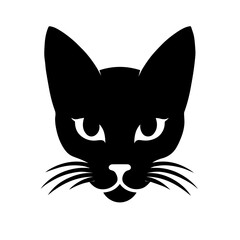  Black & white vector silhouette of a CAT on white background