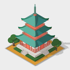 A strikingly designed pagoda showcasing a traditional architectural style with a multi-tiered roof, symbolizing cultural heritage and artistic elegance.