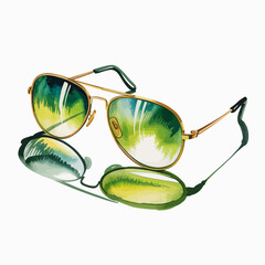Artistic sunglasses integrate a beautiful nature reflection into their lenses, bridging fashion with the picturesque essence of the surrounding world.
