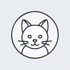 Fototapeta premium A simple, minimalist line drawing of a cat's face inside a circular frame, perfect for pet-related branding and design