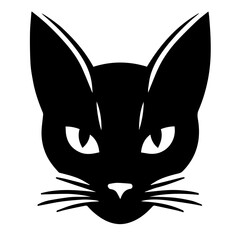  Black & white vector silhouette of a CAT on white background