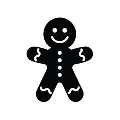Simple black gingerbread man cookie silhouette
