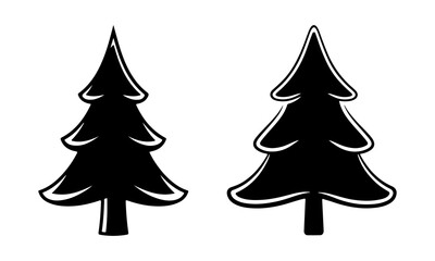 Single christmas tree icon, simple pine tree shape, minimalist black vector icon