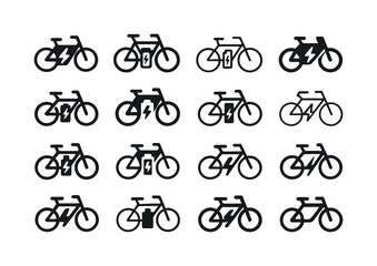 Obraz premium Electric Bicycle Logos. electric bicycles. Icon set. Set Logo of