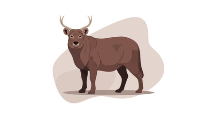 Brown ox standing on a white background
