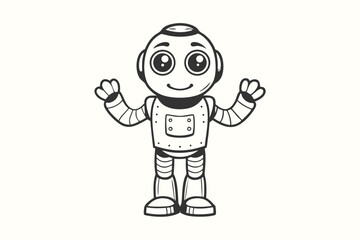 Obraz premium Monochrome robot figure stands ready in a futuristic pose against an isolated background