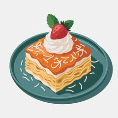 This delightful dessert showcases layers of creamy goodness, topped with whipped cream and a fresh strawberry, perfect for indulgent moments and sweet celebrations.