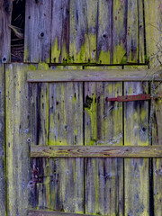 Alte feuchte und verwitterte Bretterwand