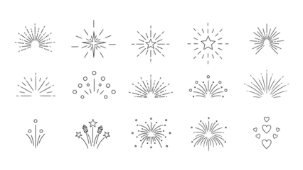 Collection of simple fireworks illustrations for celebration