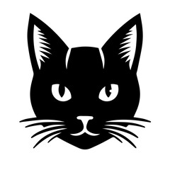  Black & white vector silhouette of a CAT on white background