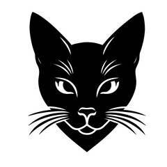  Black & white vector silhouette of a CAT on white background