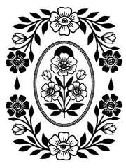 OCCULT VINTAGE BOTANICAL EYE FLOWERS, BLACK AND WHITE MYSTICAL