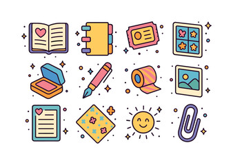 Colorful Art Journaling Icons. art journaling. Colorful isometri