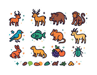 Leopard Diet Icons. Leopard diet. Colorful isometric vector icon