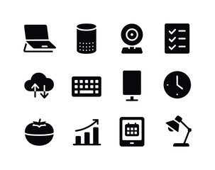 Modern Productivity Icons. Modern productivity setup. Solid icon