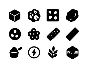 High-Protein Icons. High-protein bites. Solid icon set of high-p