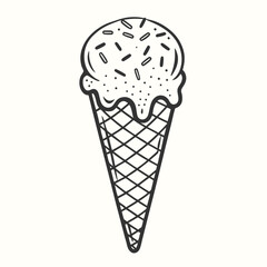 Sketch of an ice cream cone with sprinkles creates a sweet summer vibe