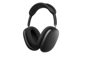 Black wireless over-ear headphones floating, offering high-fidelity sound for enjoying music, calls, and immersive audio