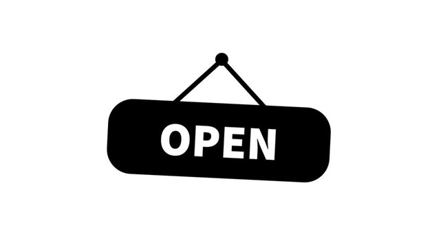open shop sign animation isolated in white background