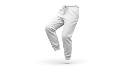 Naklejka premium Modern White Drawstring Jogger Sweatpants Blank Apparel Mockup