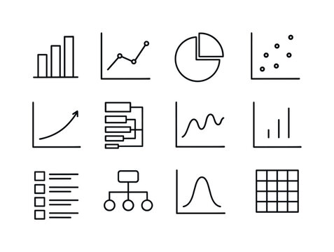 Data Visualization Icons. Data visualization. Line icon set of D