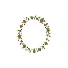 christmas wreath on white background
