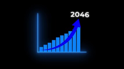 2046 new year business background.Business analyzes business growth by graphics, Target plan. Growth, arrow up. Finance, Bar graph going.