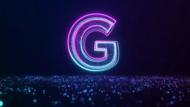 Futuristic Neon Letter G Animation with Cosmic Particle Trails - 2025 Digital Abstract Video Loop