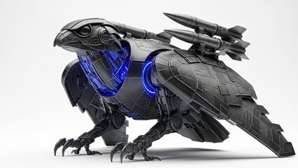Robotic Falcon with Missiles, Advanced Sci-Fi Combat Drone
