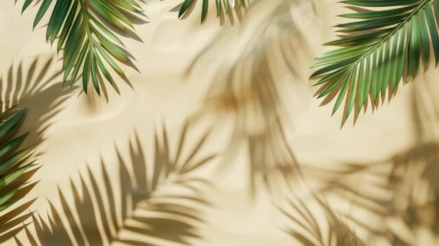 Video A palm tree casts its shadow on a wall