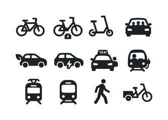 Car Alternatives Icons. Car alternatives. Solid icon set of car