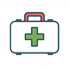 Obraz premium Essential first aid kit ready for emergencies, featuring a prominent green cross symbol for immediate recognition and safety