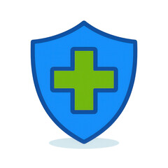 Obraz premium Secure health shield icon offering protection and wellness services with a vibrant cross symbol