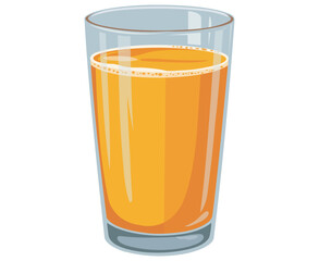 A clear glass filled with vibrant orange juice showcasing a refreshing drink