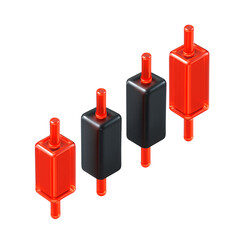 3D Candlestick Chart Elements Indicating Upward Trend in Financial Market Data. candlestick chart, financial market, stock trading, 3d render, upward trend